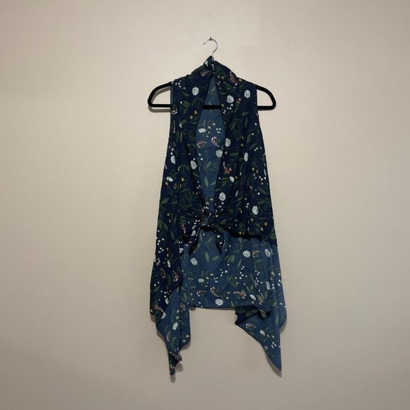 Blue Flowered Kimono Cardigan - One Size Fits Most - Picture 2 of 9